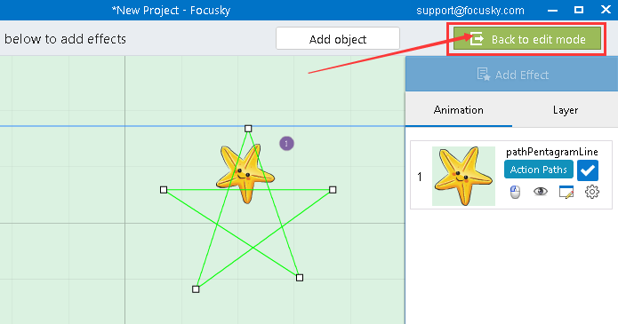 apply action path animation effect to the objects