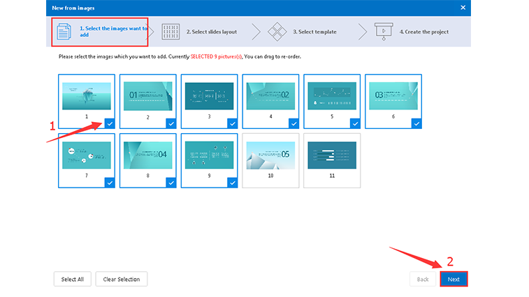 Create new presentation project from images 