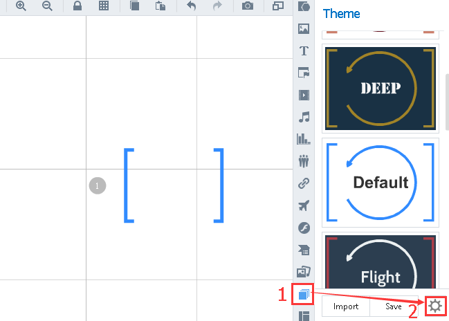  custom theme settings of the presentation