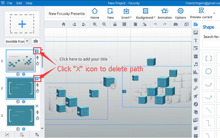 edit the path of the presentation