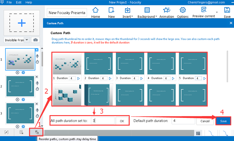 edit the path of the presentation