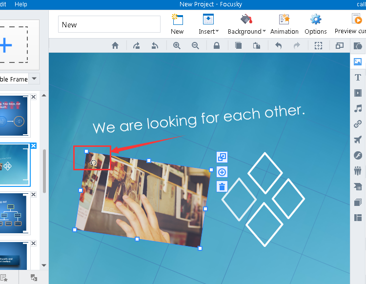 rotate text, images and shapes in Focusky