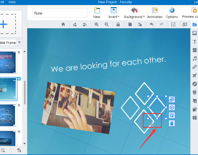 rotate text, images and shapes in Focusky