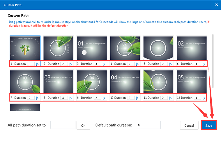 set different duration for different path